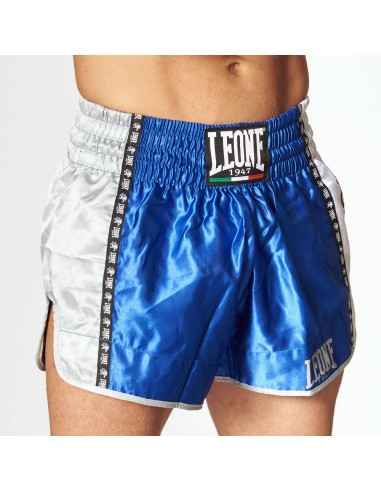 Pantalon de kickboxing Leone Thai Training bleu pour vos entraînements.