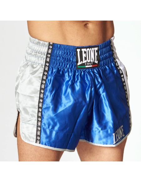 Pantalon de kickboxing Leone Thai Training bleu pour vos entraînements.