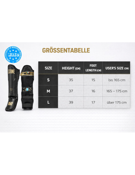 Protège-tibias WAKO de Leone1947 avec étiquette pour les combats de kickboxing