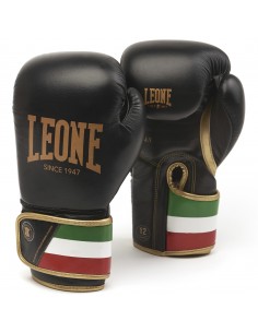 Qualità italiana: guantoni da boxe in pelle Leone Italia in nero